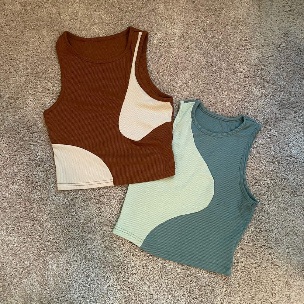 SHEIN 2-pack Abstract Cropped Tank Top Size S Summer Aesthetic
